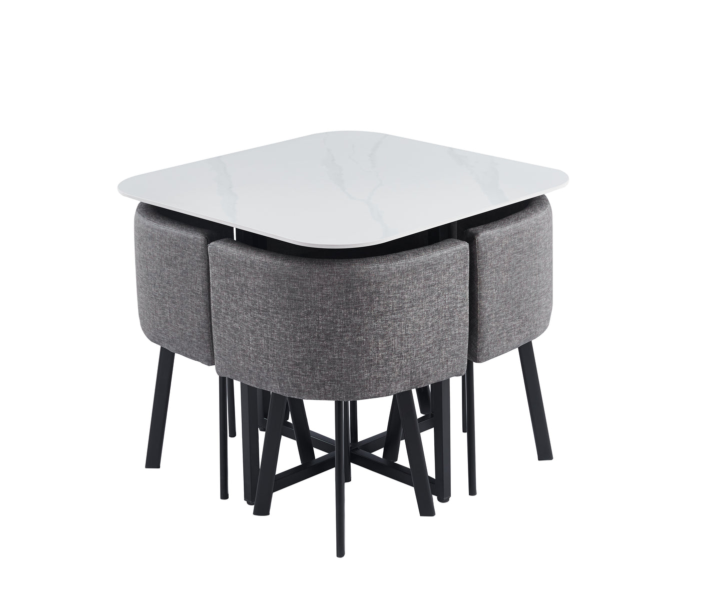 Compact Square Dining Table Set with 4 Chairs