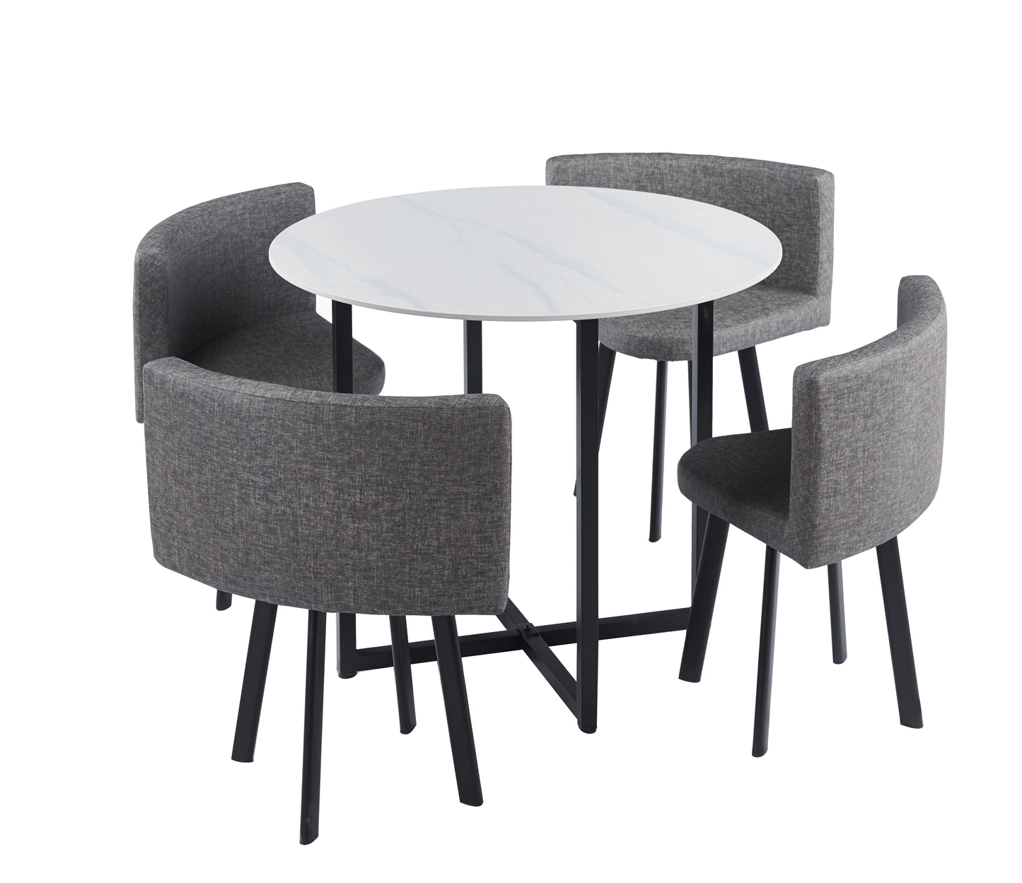 Compact Round Dining Table Set with 4 Chairs