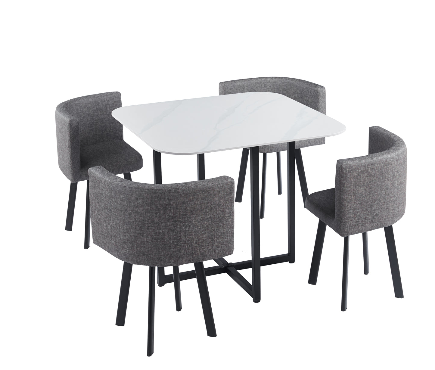 Compact Square Dining Table Set with 4 Chairs