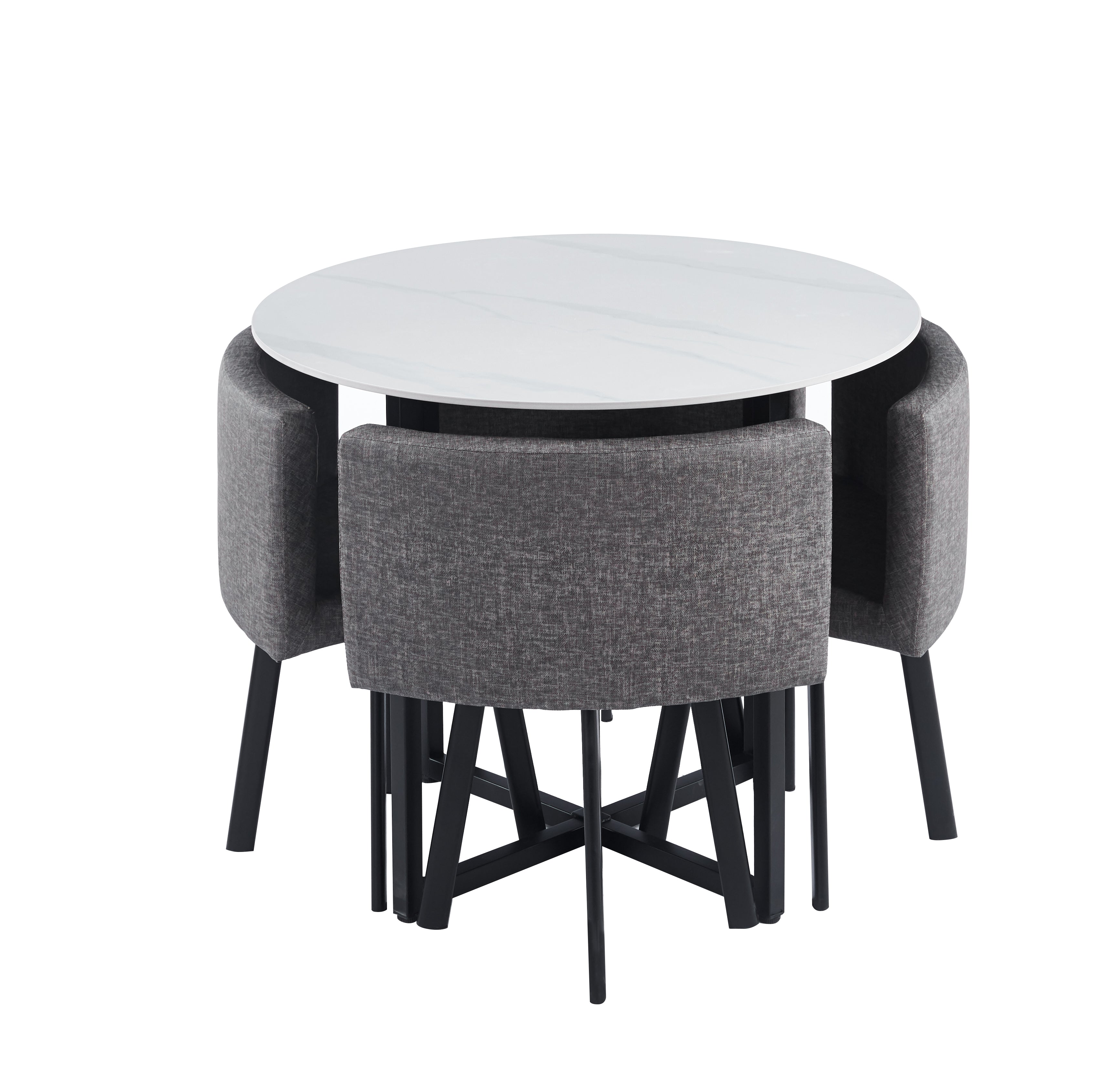 Compact Round Dining Table Set with 4 Chairs