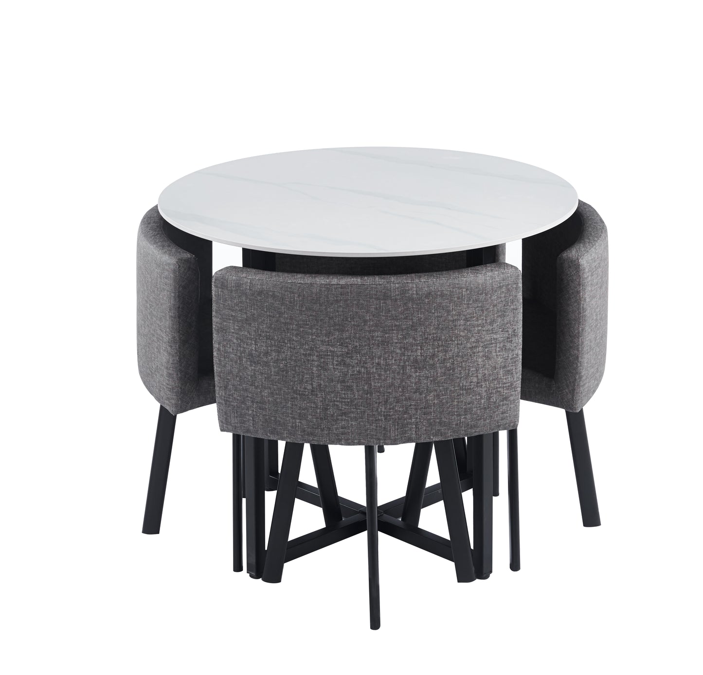 Compact Round Dining Table Set with 4 Chairs