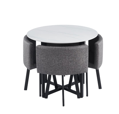 Compact Round Dining Table Set with 4 Chairs