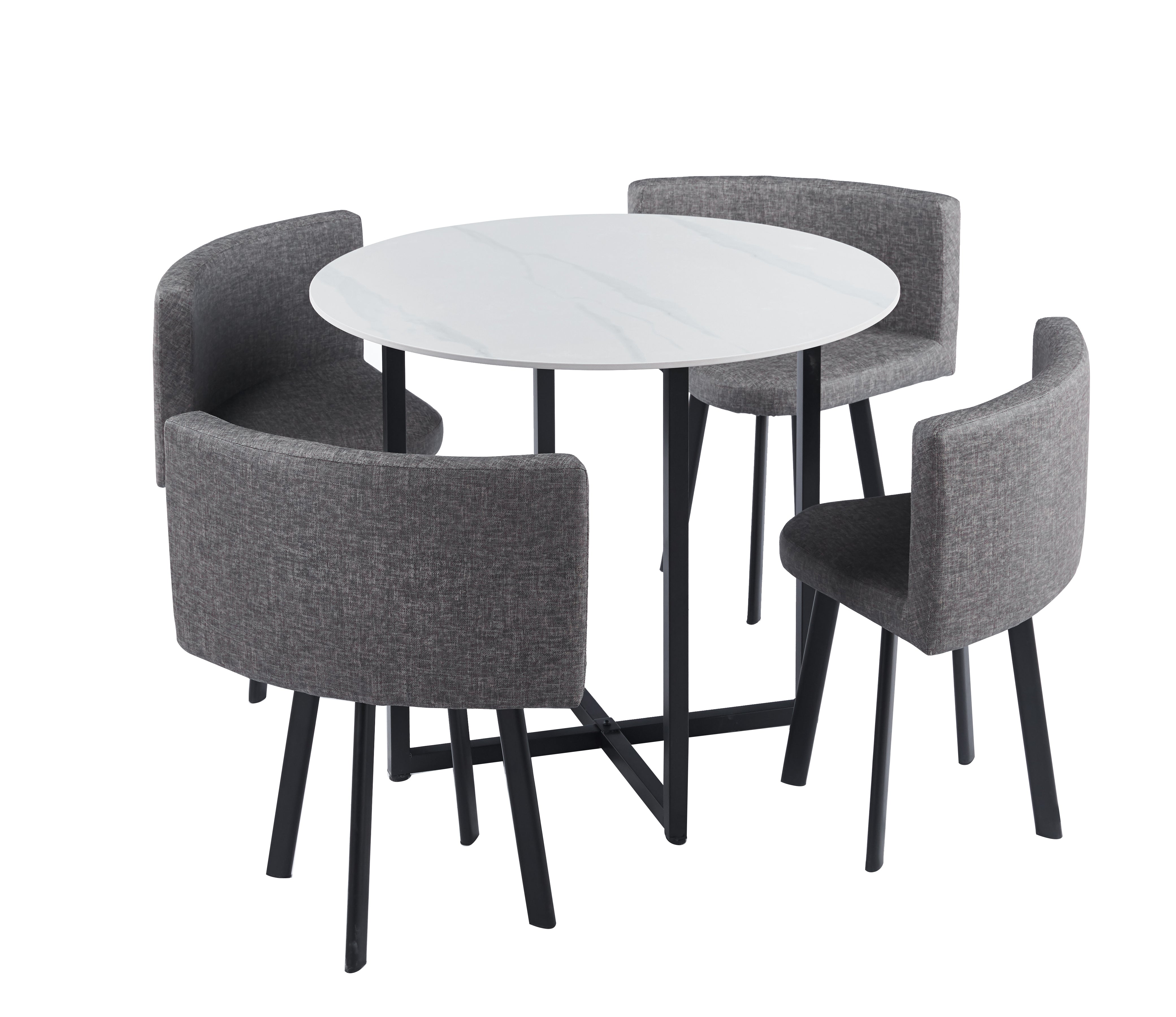 Compact Round Dining Table Set with 4 Chairs
