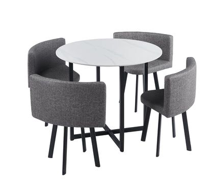 Compact Round Dining Table Set with 4 Chairs