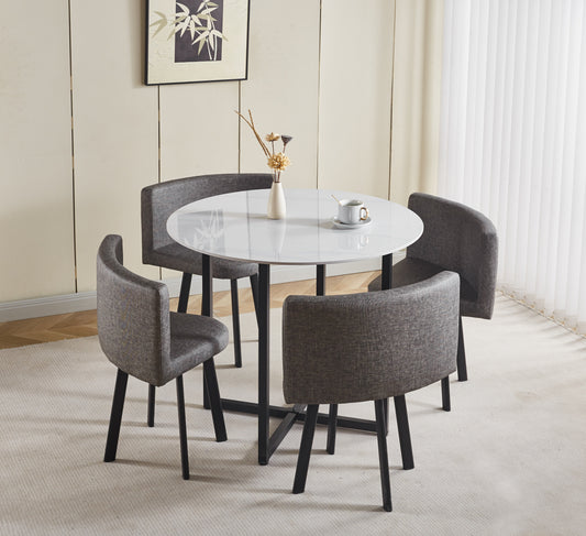 Compact Round Dining Table Set with 4 Chairs