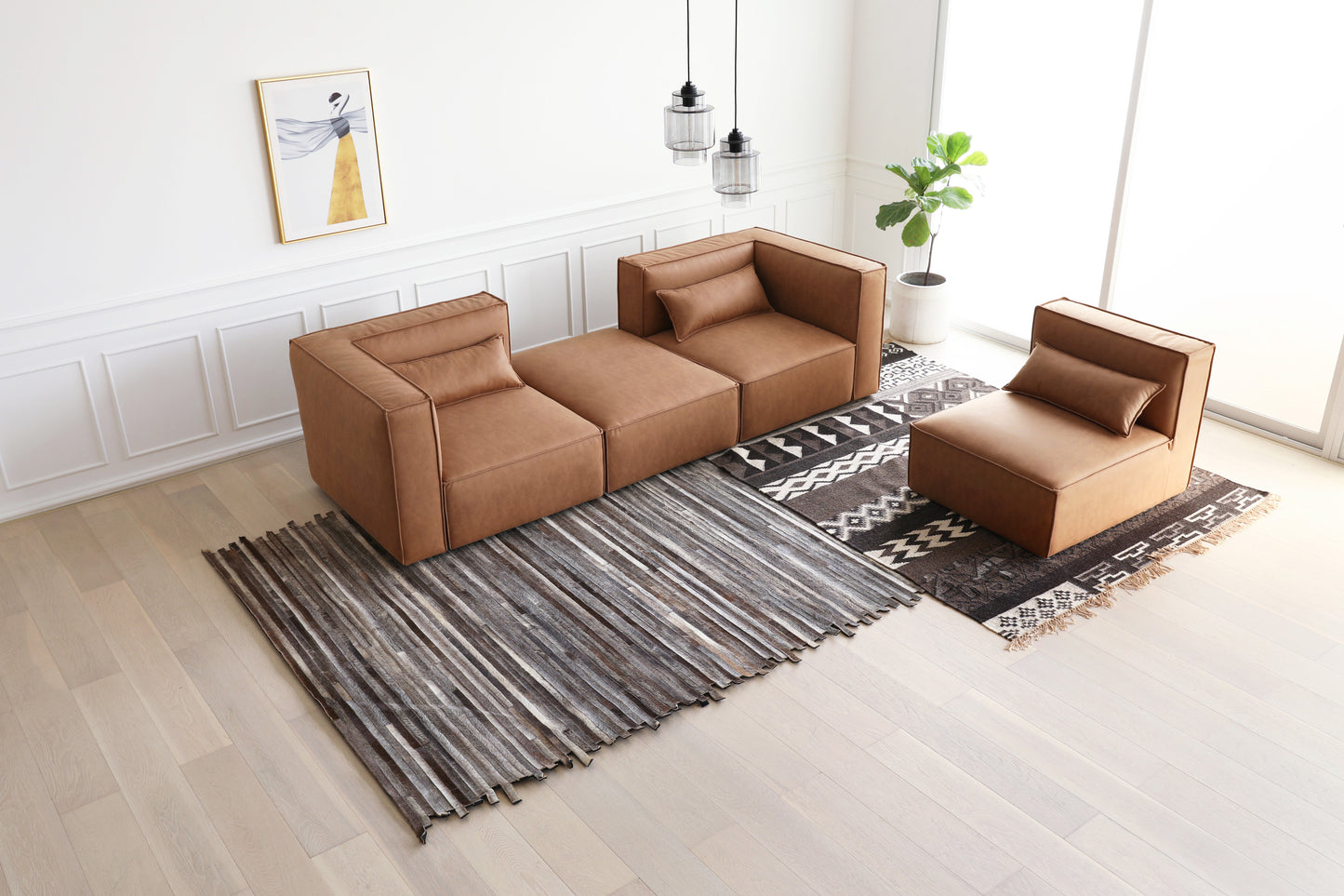 Mingle Brown Modular Sofa (4 Pieces)