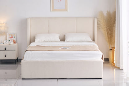 Velocava Queen Size Lift-up Storage Bed Frame with Modern Wingback