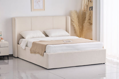 Velocava Queen Size Lift-up Storage Bed Frame with Modern Wingback