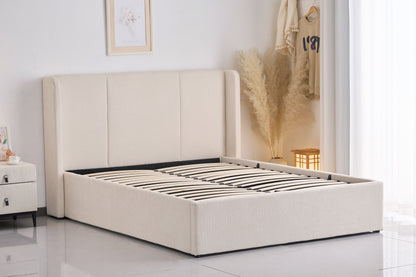 Velocava Queen Size Lift-up Storage Bed Frame with Modern Wingback