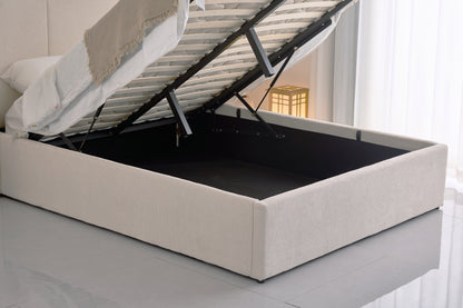 Velocava Queen Size Lift-up Storage Bed Frame with Modern Wingback