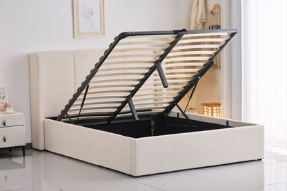 Velocava Queen Size Lift-up Storage Bed Frame with Modern Wingback