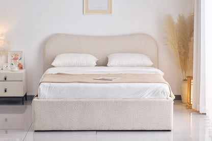 Diana Beige Boucle Upholstered Storage Queen Bed Frame
