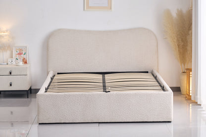 Diana Beige Boucle Upholstered Storage Queen Bed Frame