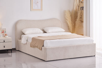 Diana Beige Boucle Upholstered Storage Queen Bed Frame