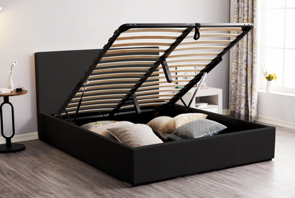 Monarch Queen Size Pu Leather Lift-up Storage Bed Frame
