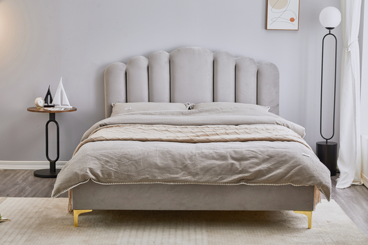 Light Grey Velvet Bed Frame