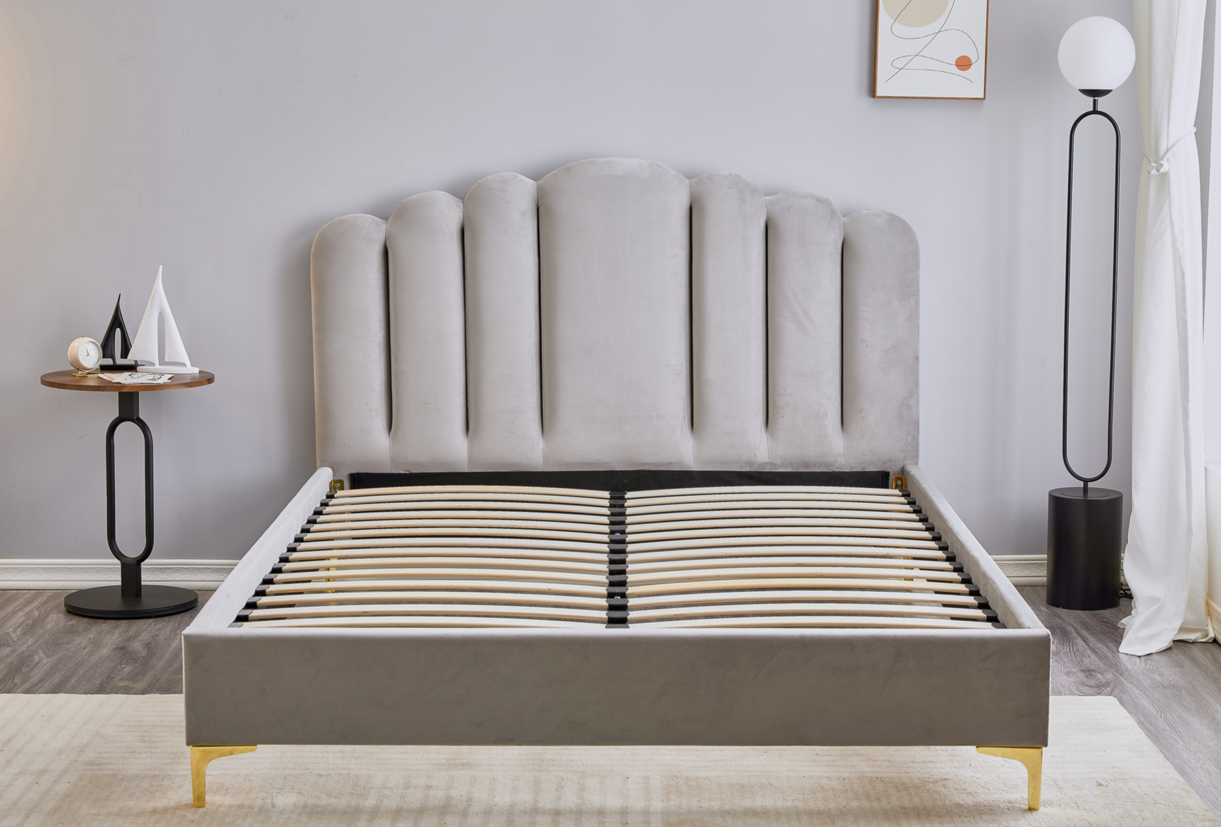 Light Grey Velvet Bed Frame