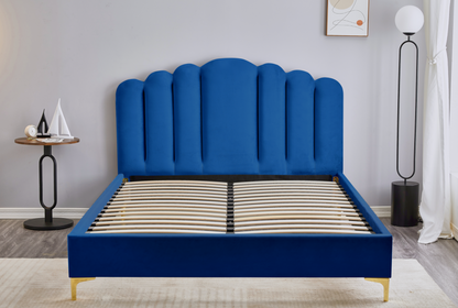 Blue Velvet Queen Bed Frame