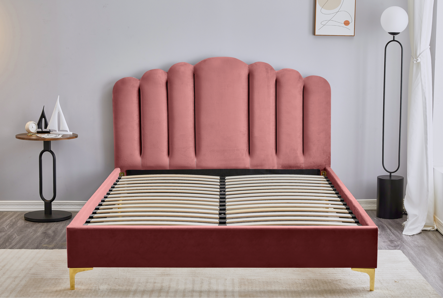 Pink Velvet Queen Bed Frame