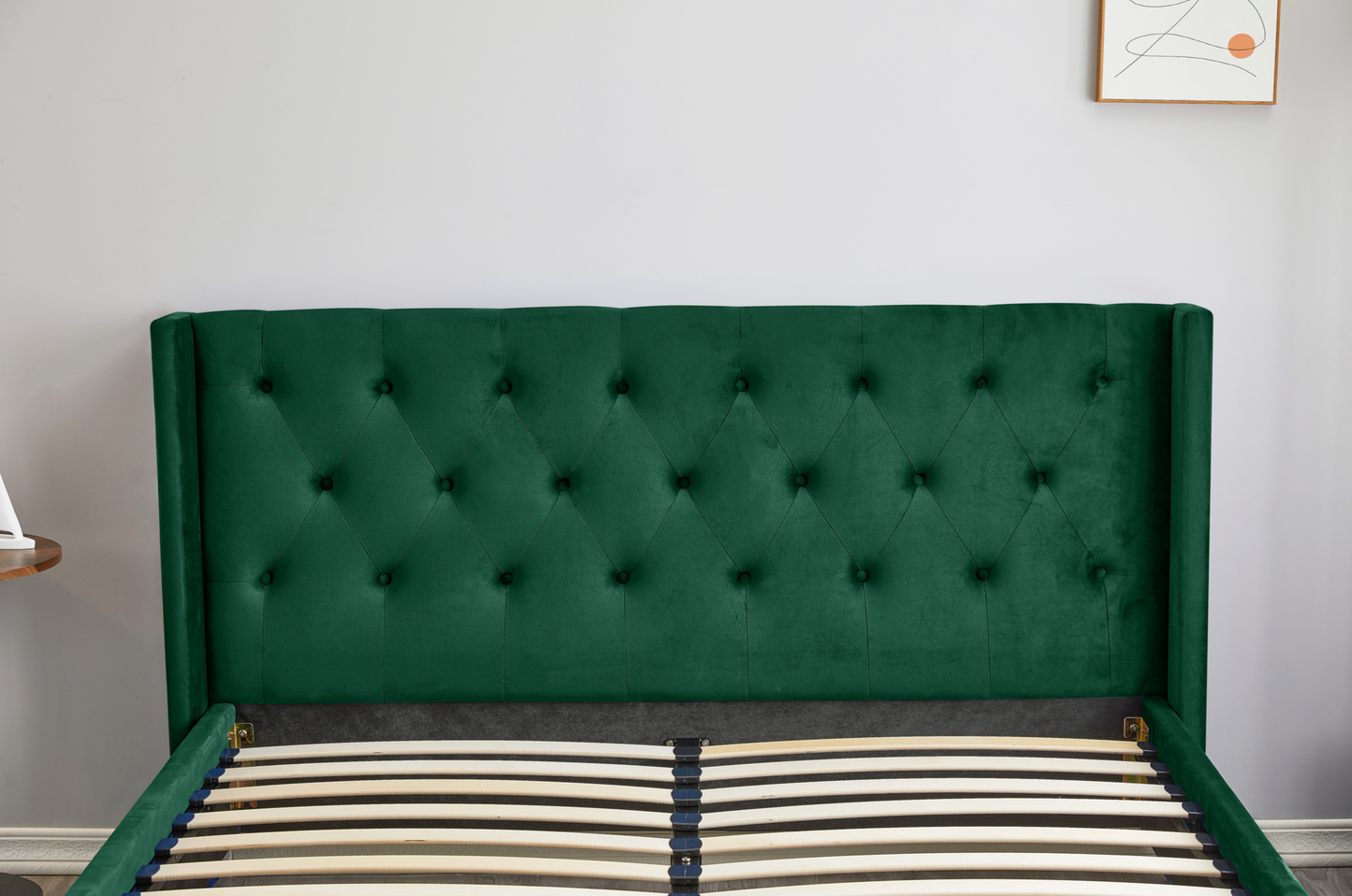 Green Tufted Velvet Queen Size Bed Frame