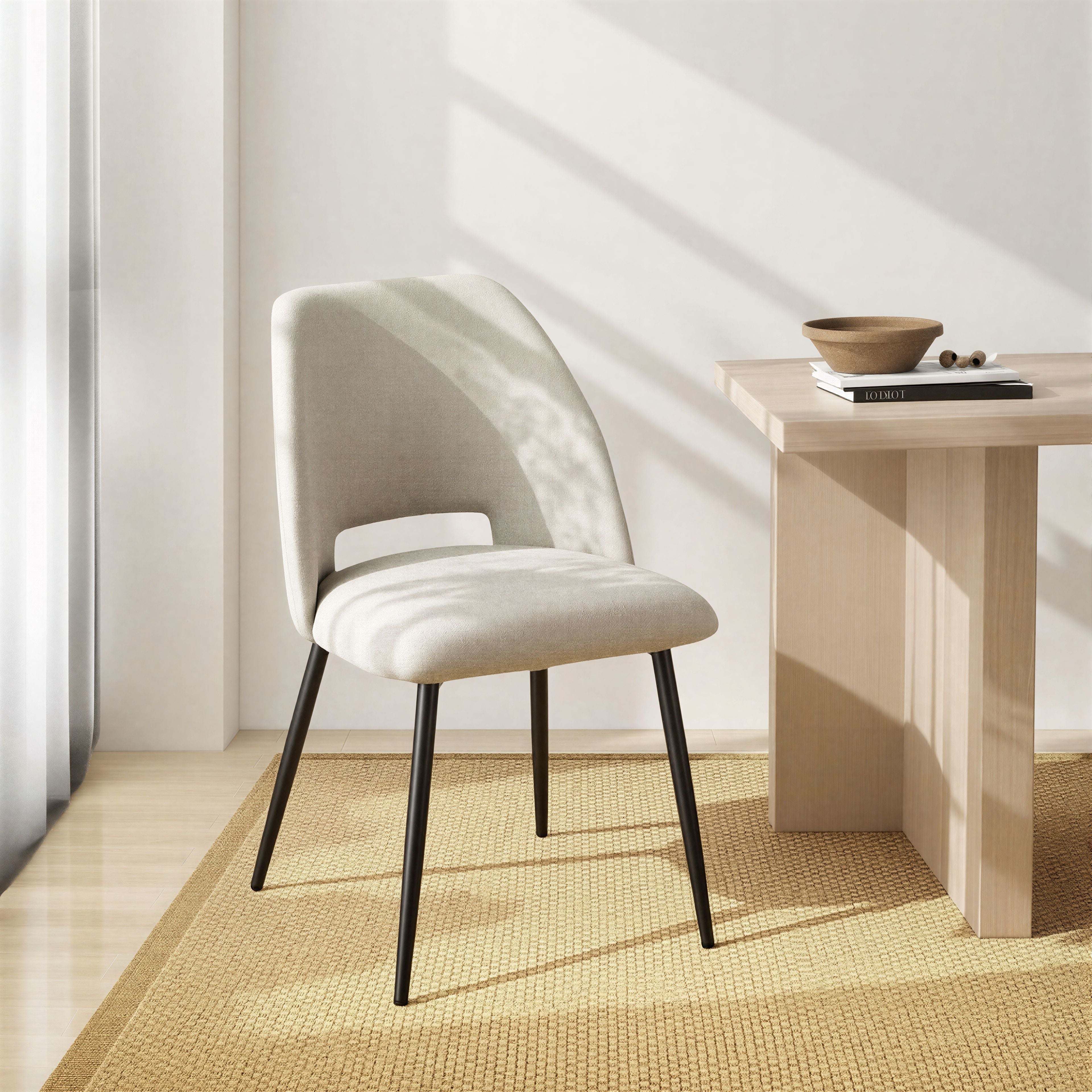 Modern Fabric Dining Chair with Metal Legs
