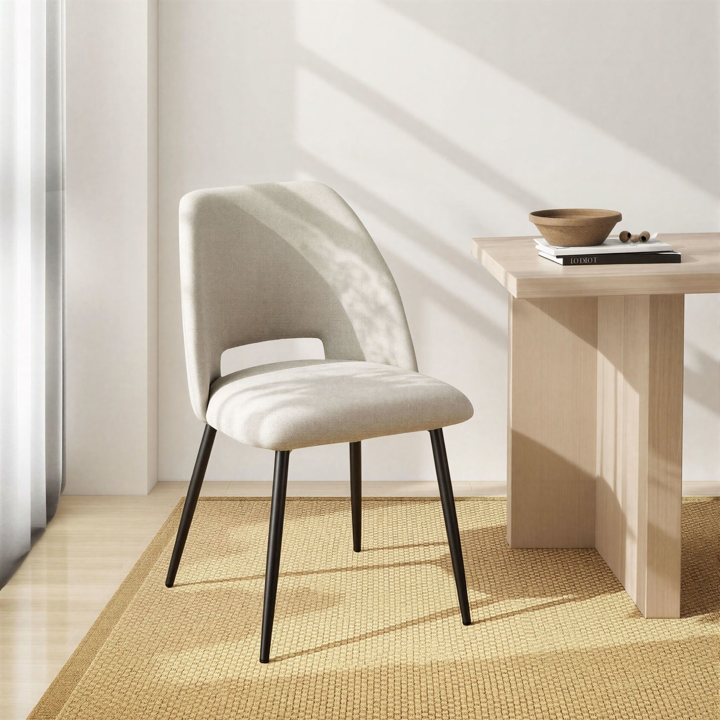 Modern Fabric Dining Chair with Metal Legs